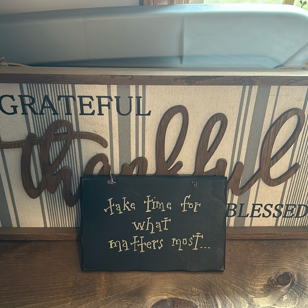 Lot of three signs.